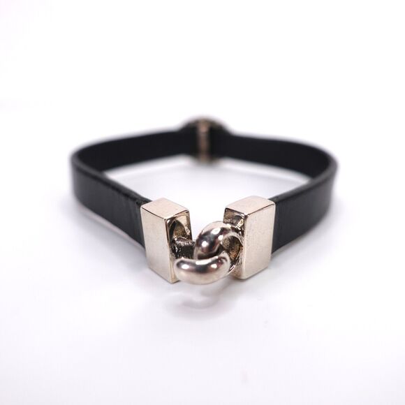 King Baby Star Concho Black Leather Bracelet With Hook Clasp .925 USA - Picture 5 of 11
